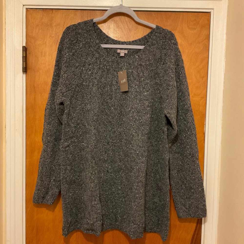 J.Jill Cable Knit Wool Cotton Blend Tunic Sweater Women Sz XL Gray Heather NWT